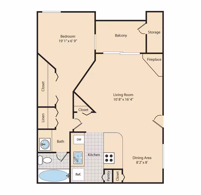 1 Bed • 1 Bath 1095 floor plan